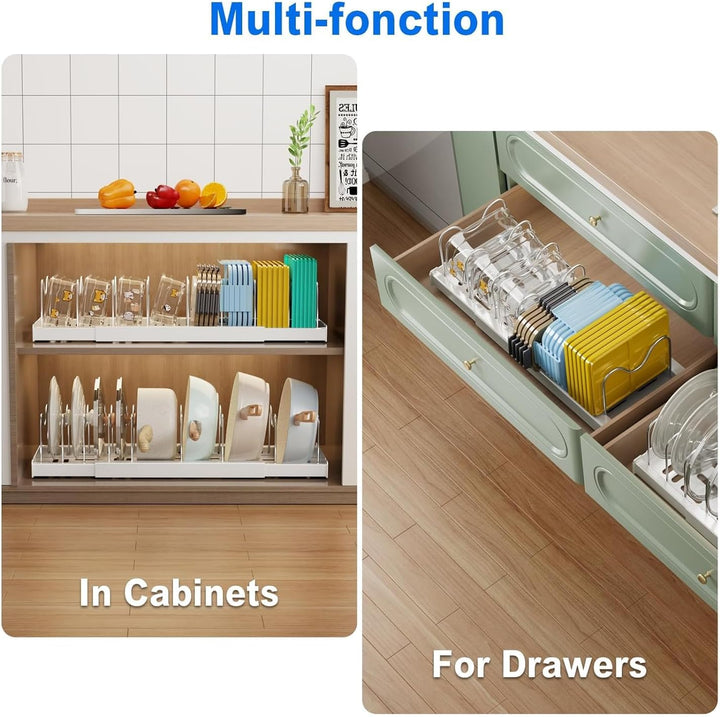 Mustorn Expandable Töpfe und Pfannen Organizer unter Schrank 1 Pack(Weiss) (32-57T)*20B*15H Weiss-1