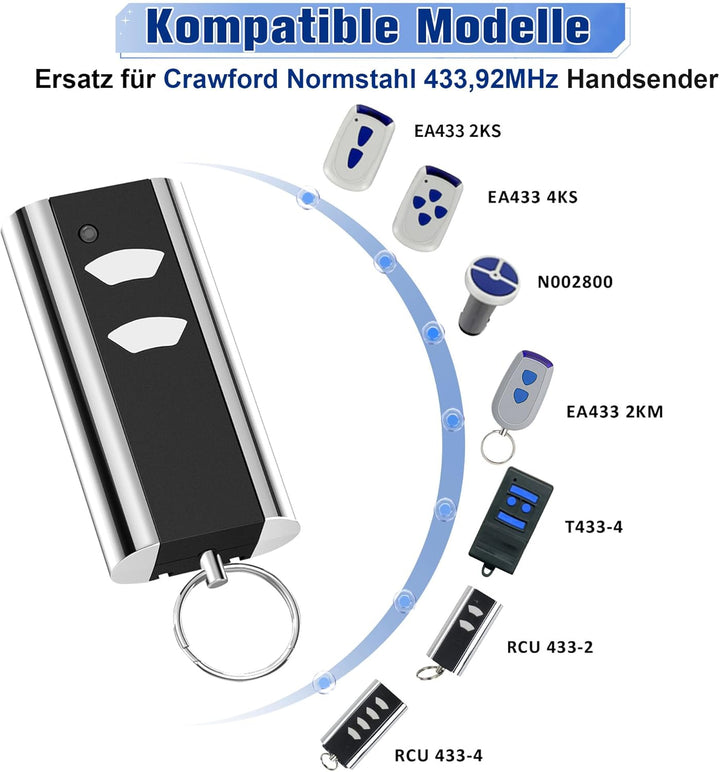 pepape 2 Stück für Normstahl Handsender RCU 433-2K, RCU 433-4K, EA433 2KM | Kompatibel mit Entremati