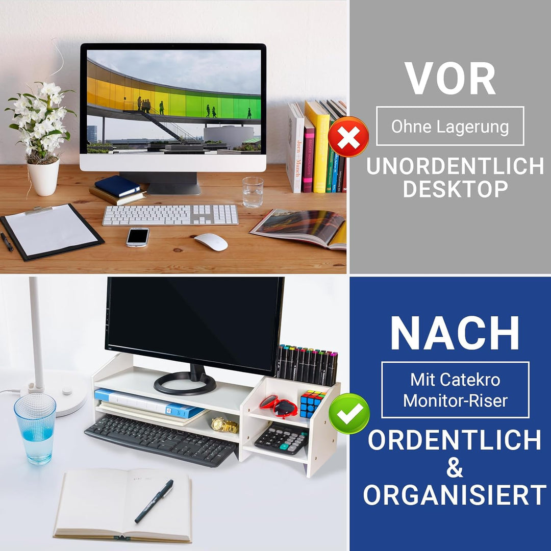 Catekro Monitorständer Weiss, Monitorerhöhung, Monitor Unterbau für PC Computer Laptop Drucker - Bil