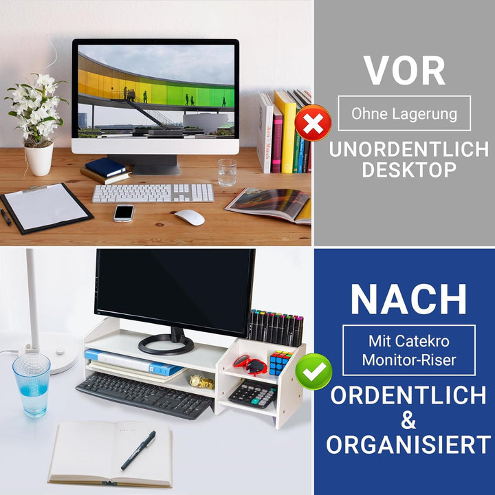 Catekro Monitorständer Weiss, Monitorerhöhung, Monitor Unterbau für PC Computer Laptop Drucker - Bil