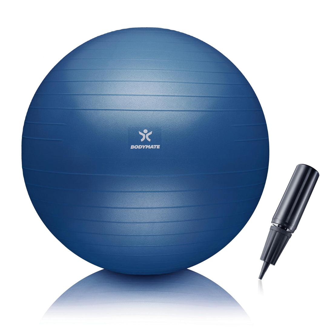 BODYMATE Gymnastikball Sitzball Trainingsball mit GRATIS E-Book inkl. Luft-Pumpe, Ball für Fitness,