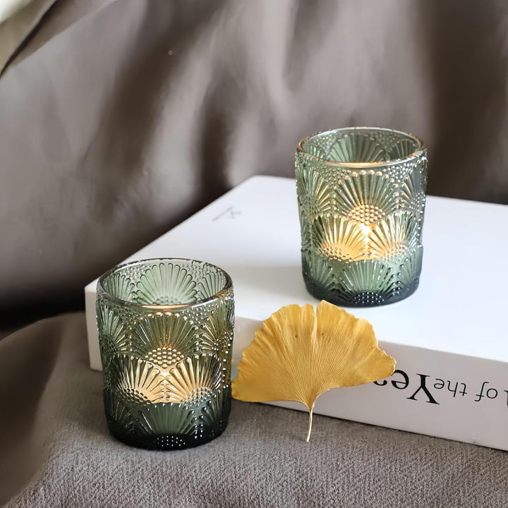 Grün Teelichthalter Glas mit 12, Grüner Teelichtgläser Vintage für die Tischdekoration bei Hochzeits