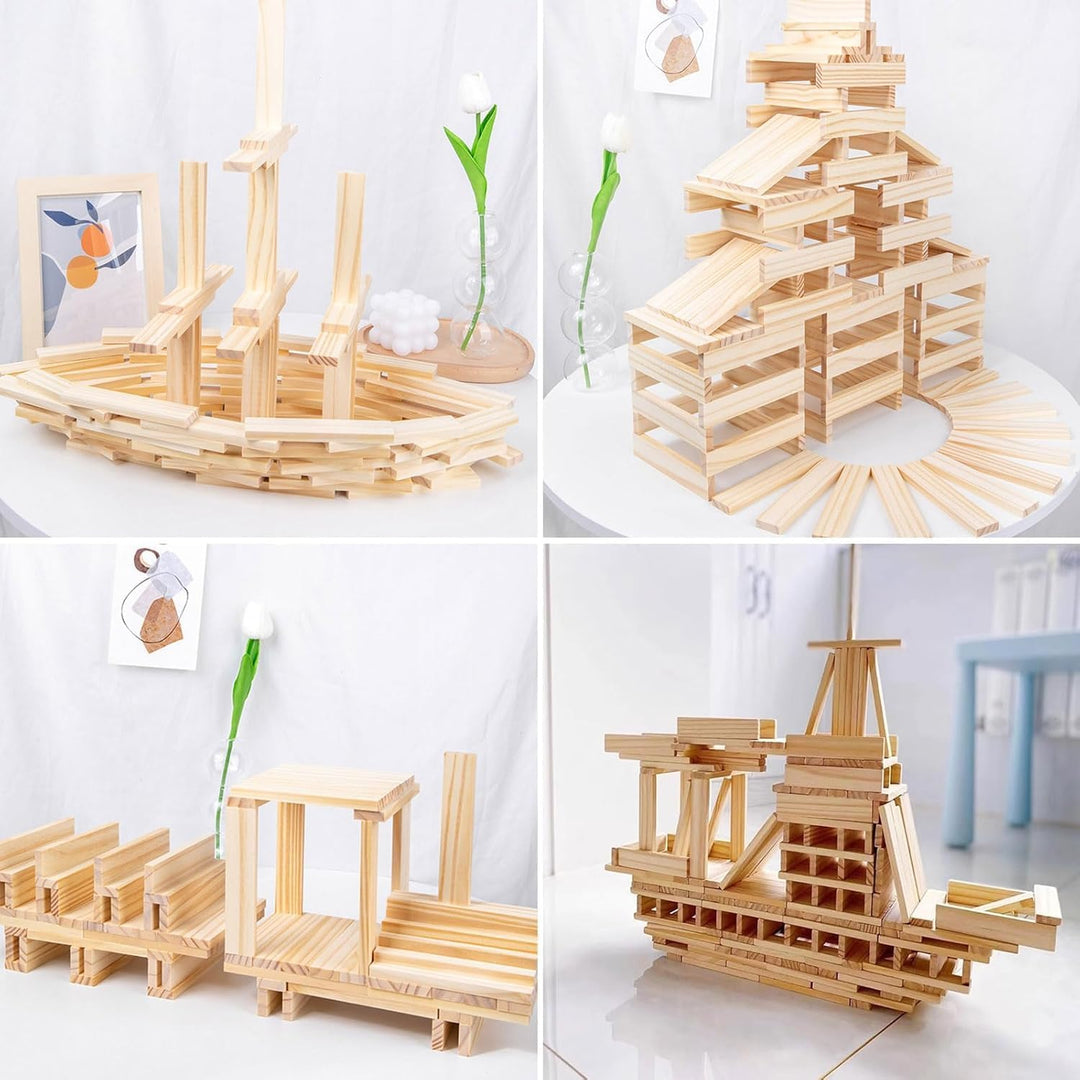 KQDRAVINE 100 Stück bastelholz klötzchen, 100 x 20 x 7mm Holzbausteine Bastelklötzchen holzklötze Ho