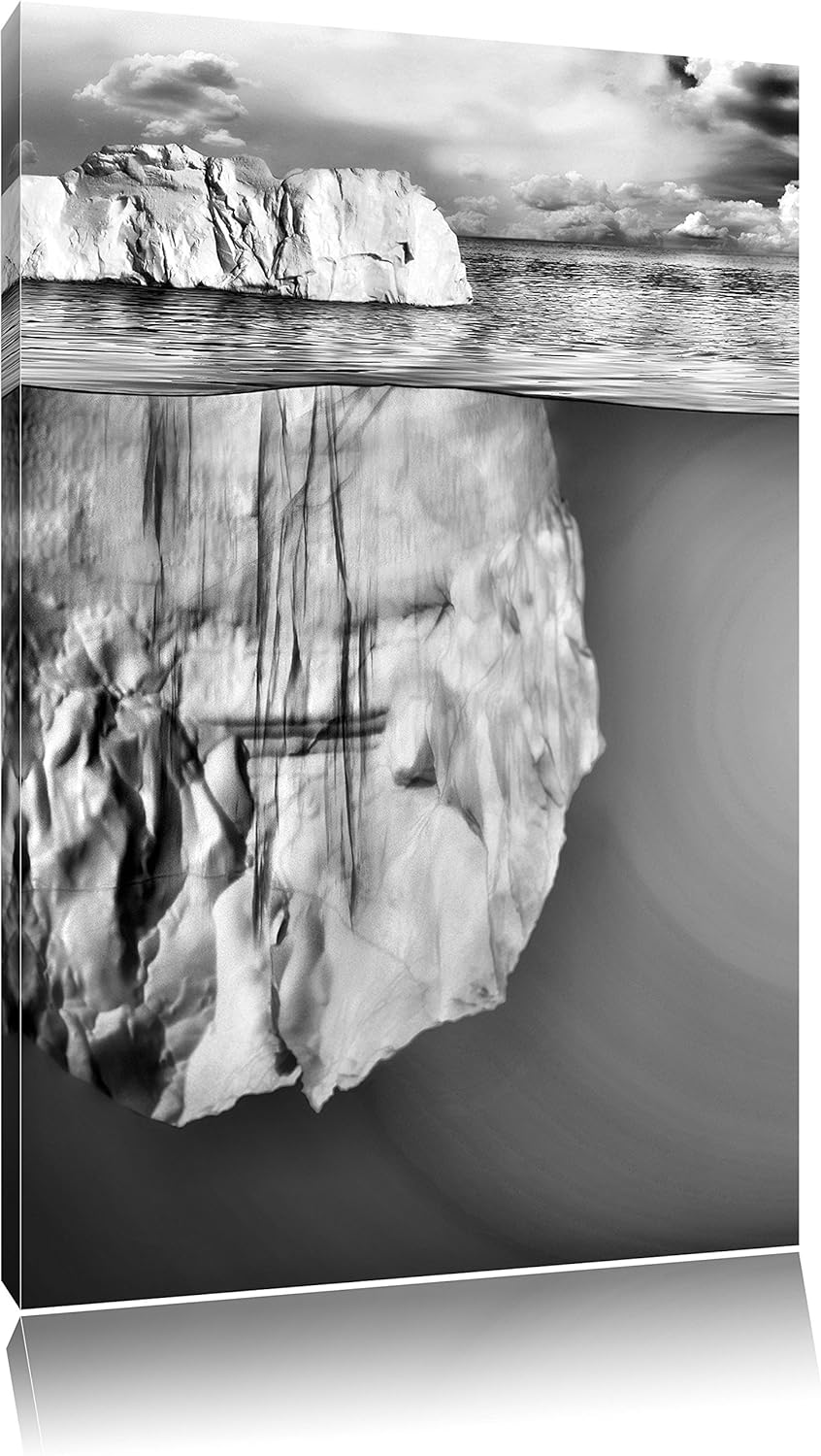 Pixxprint Riesiger Eisberg unter Wasser als Leinwandbild/Grösse: 100x70 / Wandbild/Kunstdruck/fertig