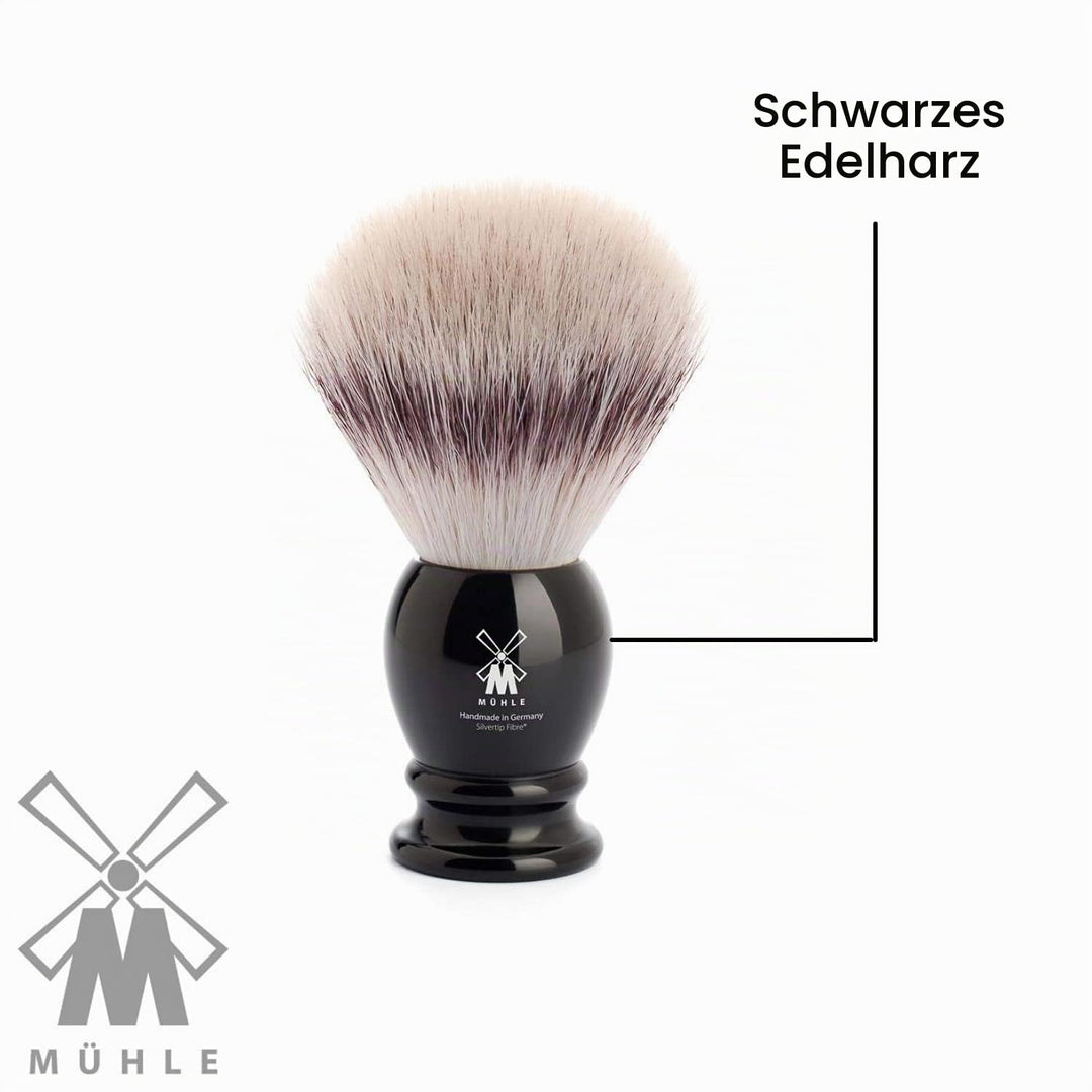 MÜHLE Classic Rasierpinsel - Rasurpinsel mit Silvertip Fibre - large/gross - Griff aus schwarzem Ede
