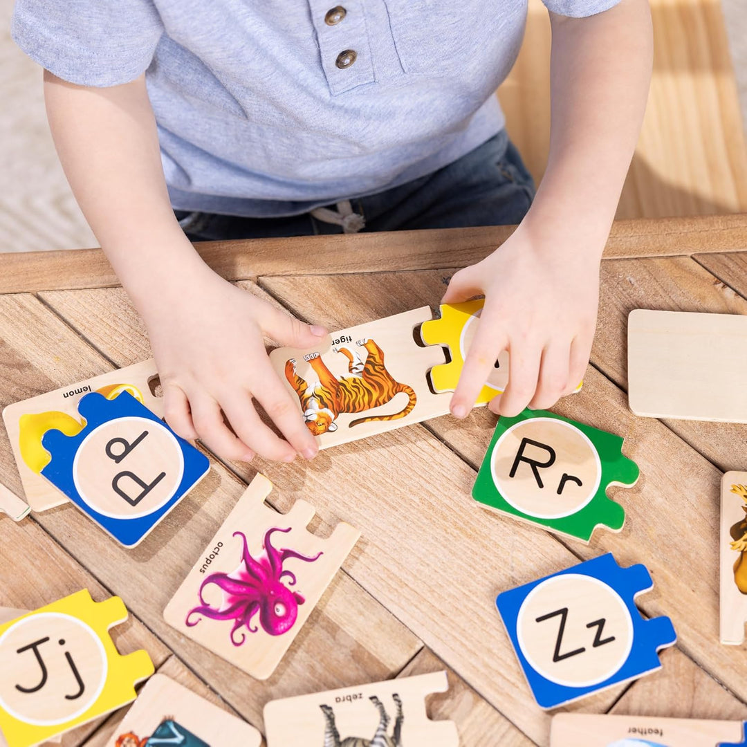 Melissa & Doug Puzzlekarten aus Holz - englisches Alphabet Buchstaben-Puzzles, Buchstaben-Puzzles