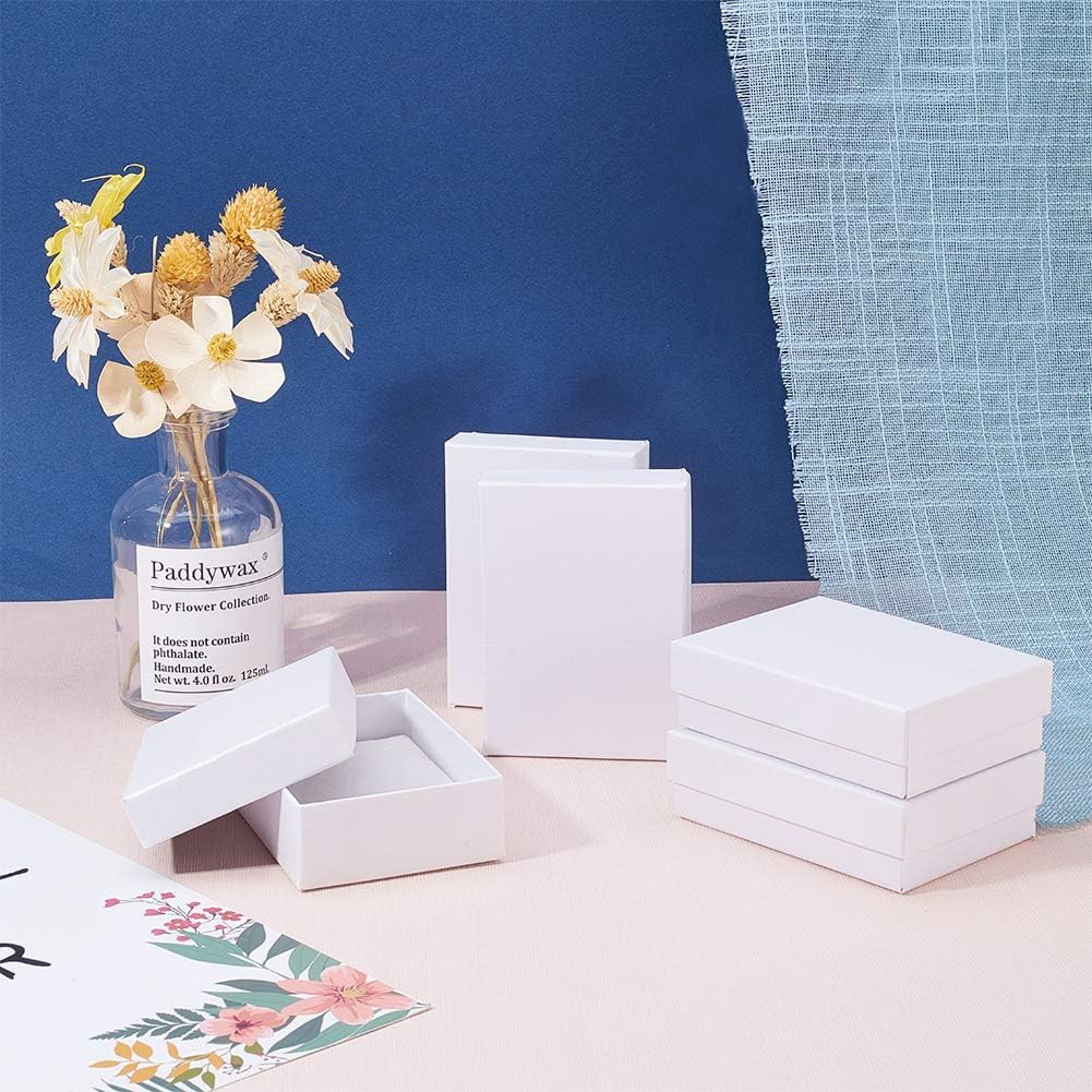 nbeads 60 Stück Weiss Karton Schmuck Box Rechteck Pappschachteln Schmuckschatulle Verpackung Box mit