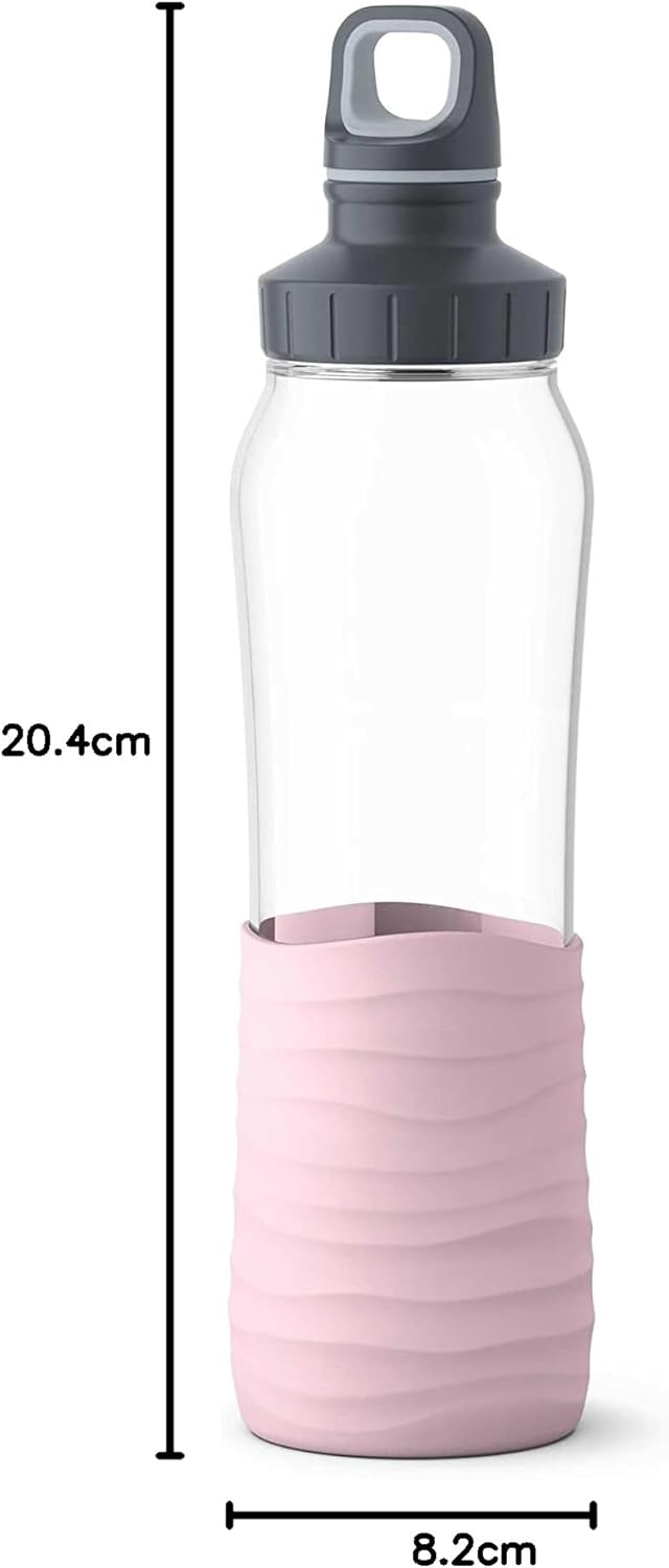 Emsa N31005 Drink2Go Glas Trinkflasche | Fassungsvermögen: 0,7 Liter| Schraubverschluss | 100% dicht