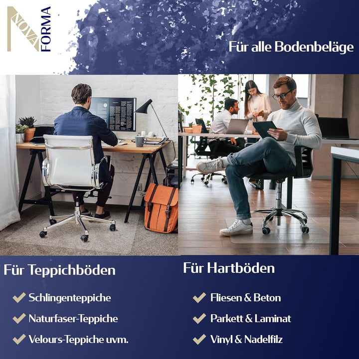 Bodenschutzmatte aus PET - transparente Schutzmatte für Hartböden - 100% recyclebar - nachhaltige Bü