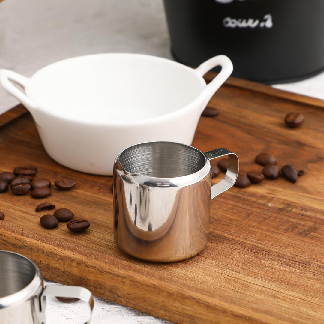 Cabilock Edelstahl Milchkännchen 2Er Set 60Ml Milchaufschäumer Kännchen Für Kaffee Latte Art Sauce D