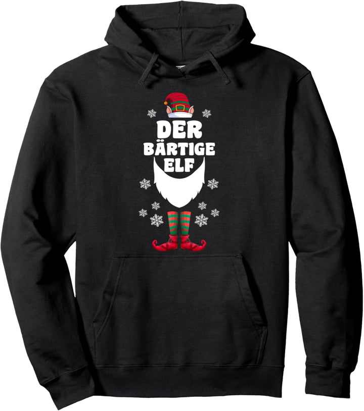Bärtiger Elf Elfen Familien Weihnachts Outfit Weihnachtself Pullover Hoodie