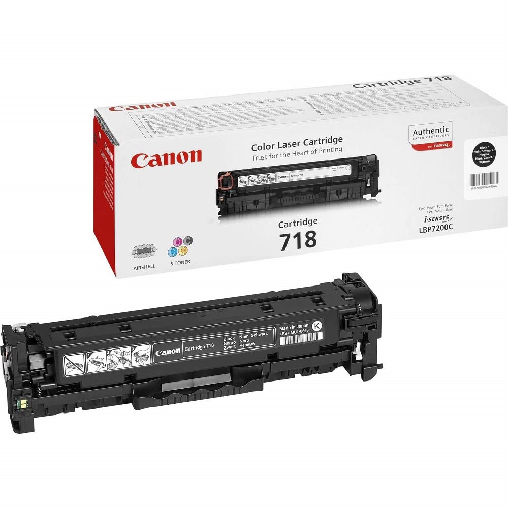 Canon 718 Bk original Toner Schwarz für ISensys Laserdrucker Toner Cartridge Schwarz, Toner Cartridg