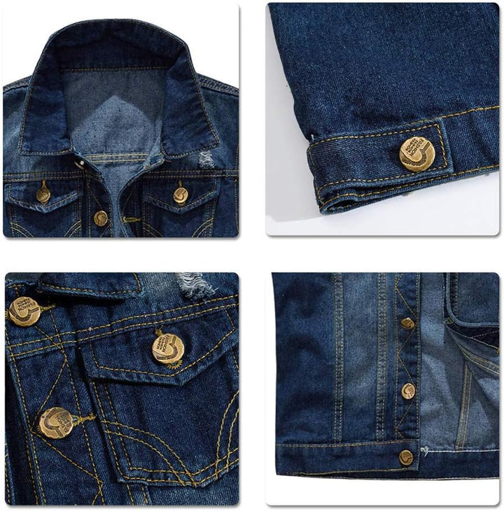 YOUTHUP Weste Herren Denim Casual Zerrissen Jeansweste Outdoor Vintage | Freizeitweste, Ärmellose, A