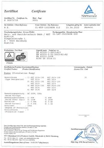 HST | Heizungspumpe | Umwälzpumpe | HST 25-40/130 mm | 4 Meter Förderhöhe
