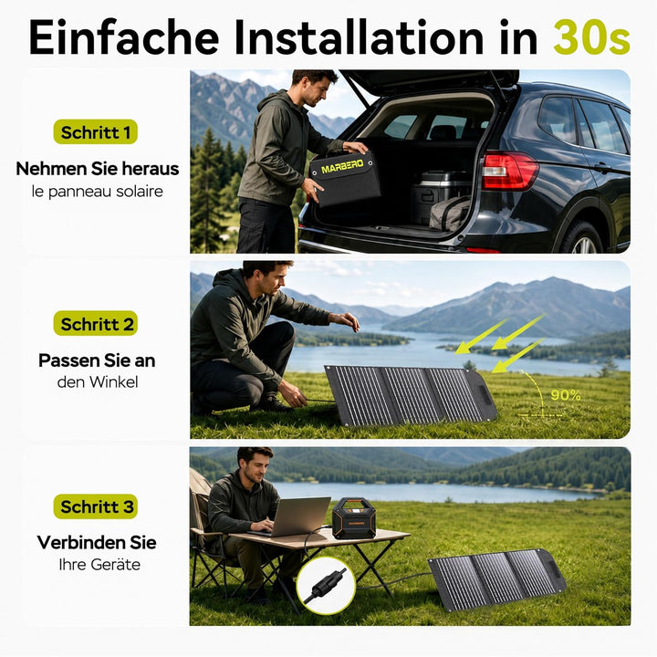 MARBERO 30W Solarladegerät faltbares Solarl Ladegerät für tragbare Kraftwerksgeneratoren Solarmodul