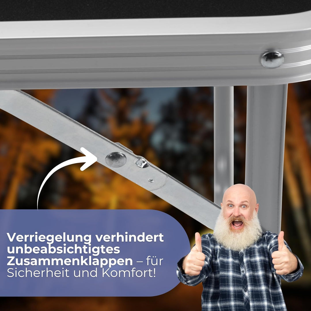 SPRINGOS Klapptisch 80x60 cm Aluminiumrahmen MDF Tischplatte Höhenstabil Tragbar Zusammenklappbar An