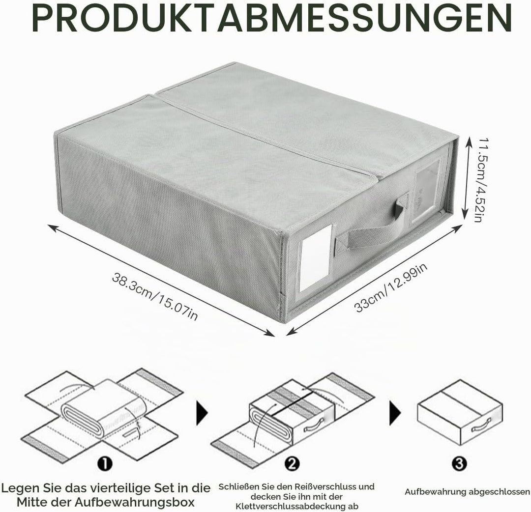 6 Stück Aufbewahrung Bettwäsche Organizer, Grau Bettwäsche Organizer Box Unterbett Organizer, Faltba
