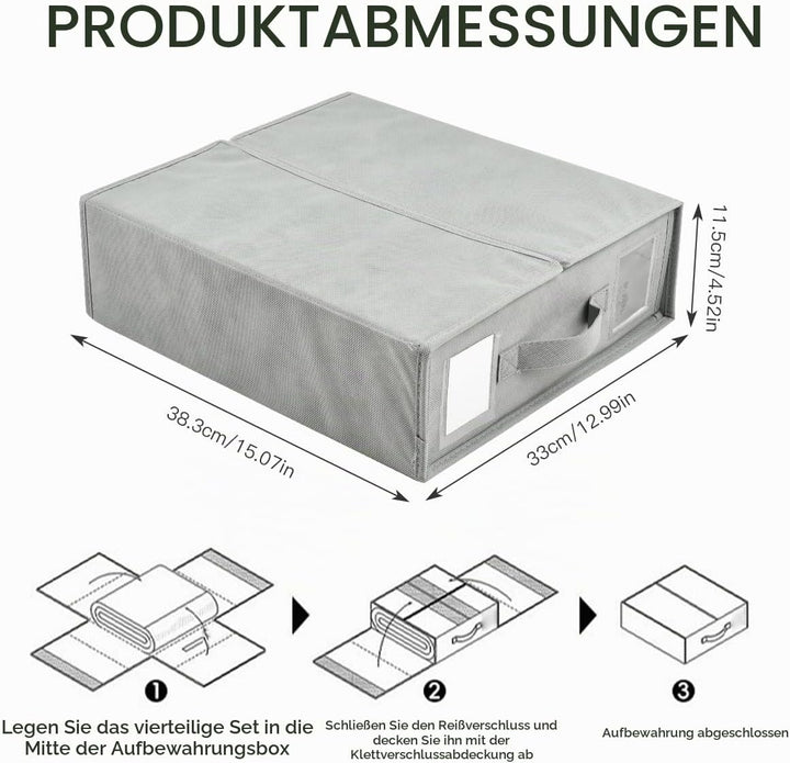 6 Stück Aufbewahrung Bettwäsche Organizer, Grau Bettwäsche Organizer Box Unterbett Organizer, Faltba