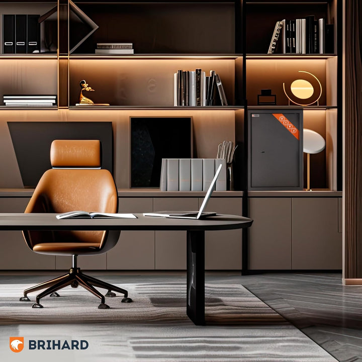 Brihard Business XL Tresor Safe mit Schlüssel-Schloss, 50x35x36cm (HxWxD), Titan Grau Business XL (5