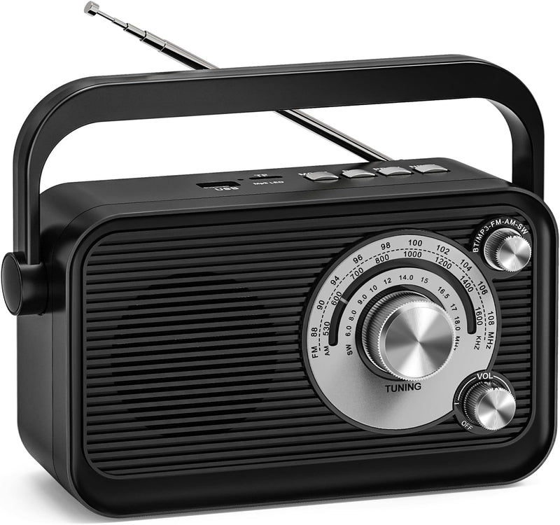 Tendak Tragbares Radio, Kofferradio UKW/FM/AM/SW, Transistorradio Batterie Radio mit Bestem Empfang,