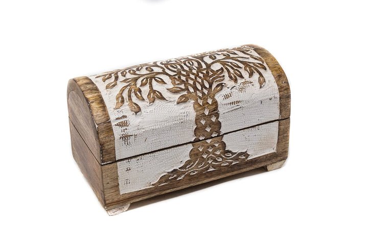 Kunstversteck Schatzkiste Baum des Lebens Design 2, massive Holz-Schatulle Dekobox 20,5 x 11 x 12,5