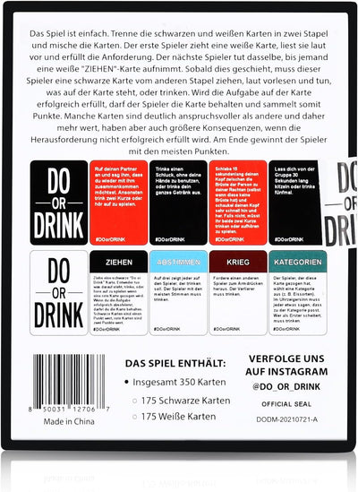 Do or Drink Deutsche Ausgabe - Trinkspiel aus den USA - EIN Saufspiel das auf keinem, Trinkspiel mit