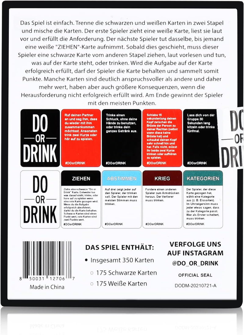 Do or Drink Deutsche Ausgabe - Trinkspiel aus den USA - EIN Saufspiel das auf keinem, Trinkspiel mit