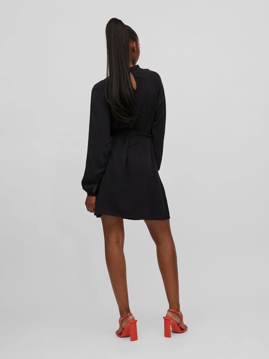 Vila Damen Visuvita L/S Lace Dress/Su-Noos Kleid 44 Schwarz, 44 Schwarz