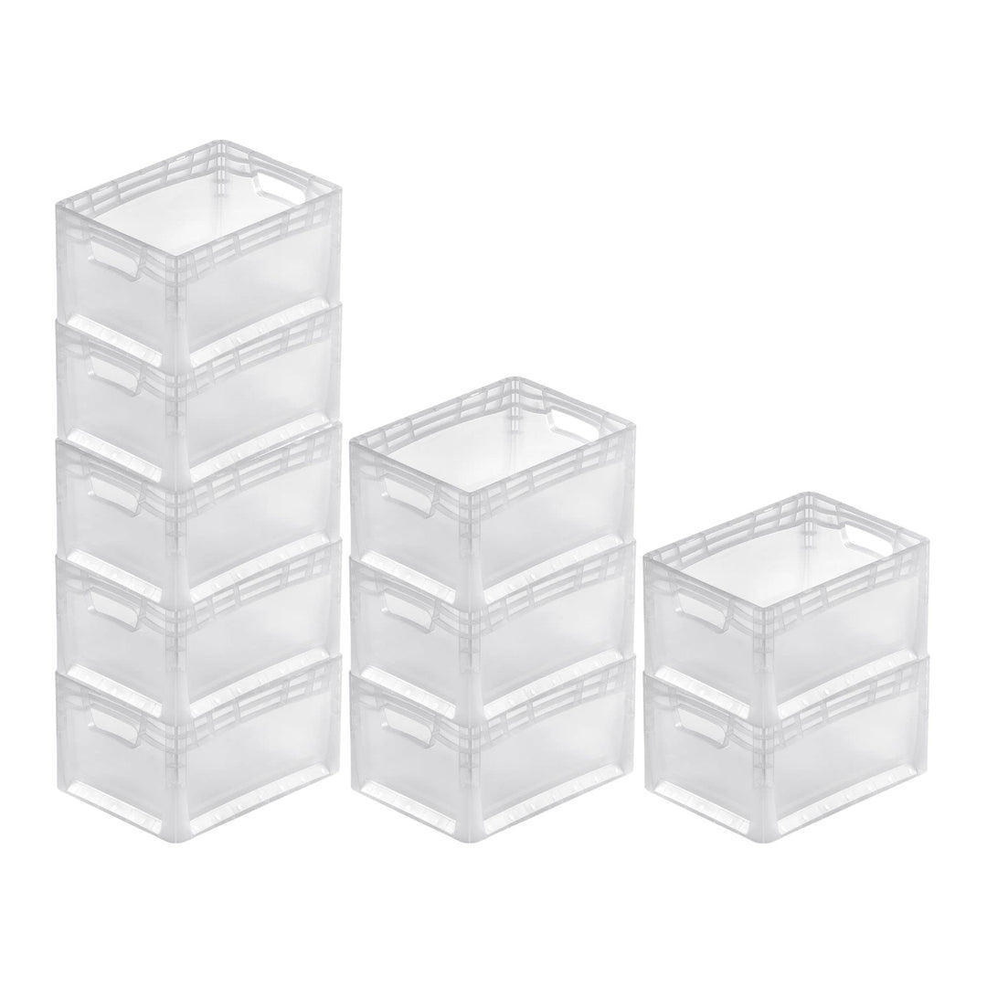 PROREGAL SuperSparSet 10x Transparenter Eurobehälter LightLine mit offenem Griff | HxBxT 22x30x40cm