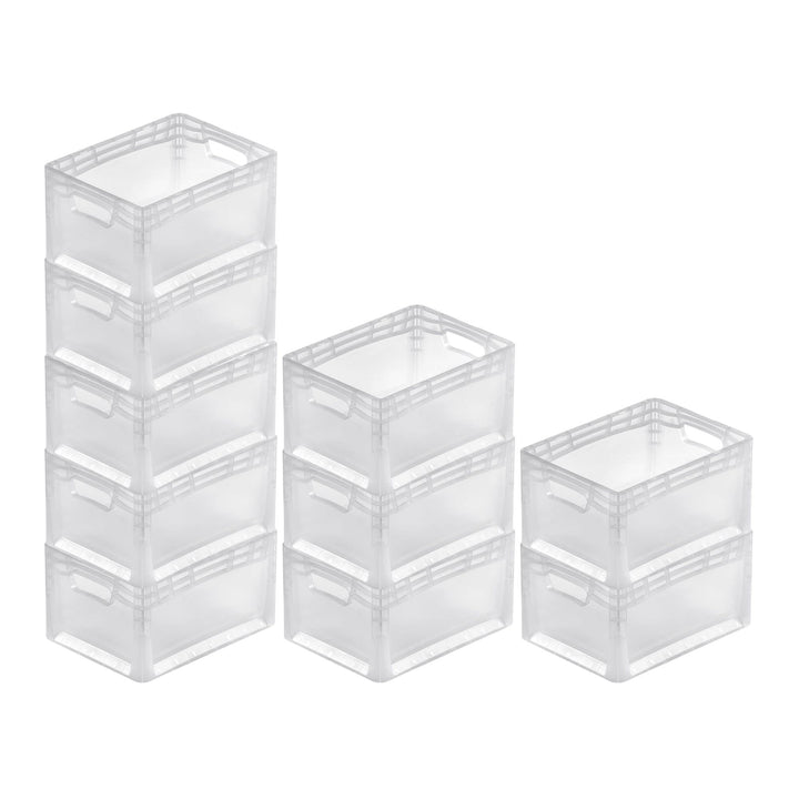 PROREGAL SuperSparSet 10x Transparenter Eurobehälter LightLine mit offenem Griff | HxBxT 22x30x40cm