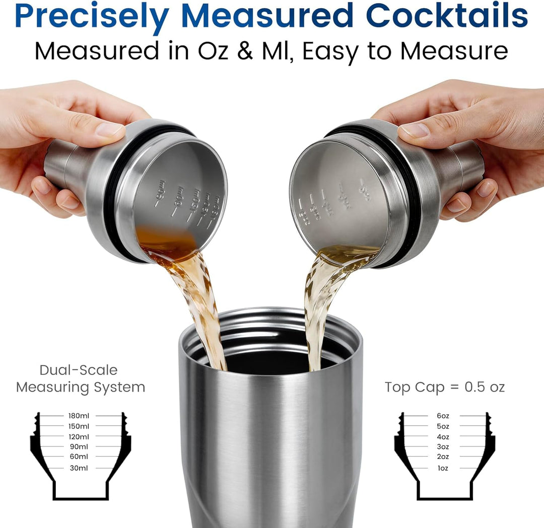 Lexenic Premium Cocktail Shaker 24oz - Vakuum isoliertes Martini Shaker, Spoon &amp; Jigger Kit - 18/8 E