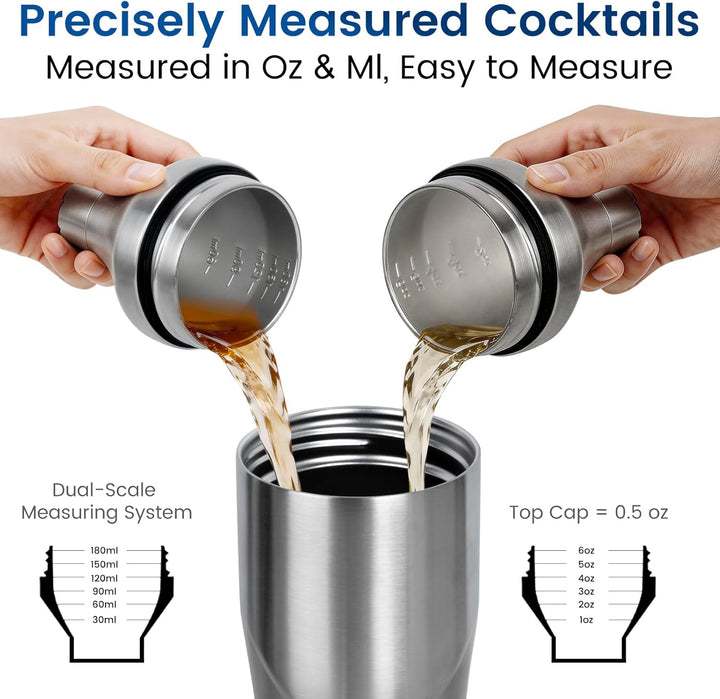 Lexenic Premium Cocktail Shaker 24oz - Vakuum isoliertes Martini Shaker, Spoon &amp; Jigger Kit - 18/8 E