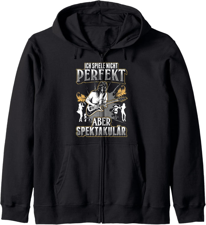 Ich spiele Nicht perfekt aber spektakulär EGitarre Gitarrist Kapuzenjacke