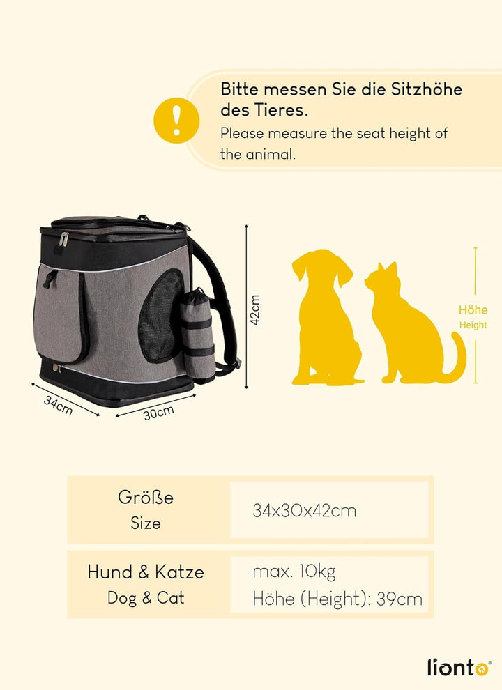 lionto by dibea Hunderucksack Katzenrucksack Faltbare Hundetransporttasche Haustiertragetasche Farbe