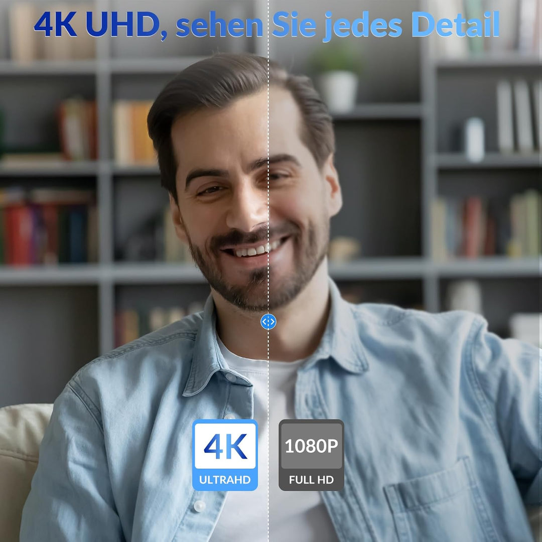 4K Webcam Mit PDAF & CDAF Dual-Autofokus, Ultra HD 4K, 2 Rauschunterdrückungs-Mikrofone, Automatisch
