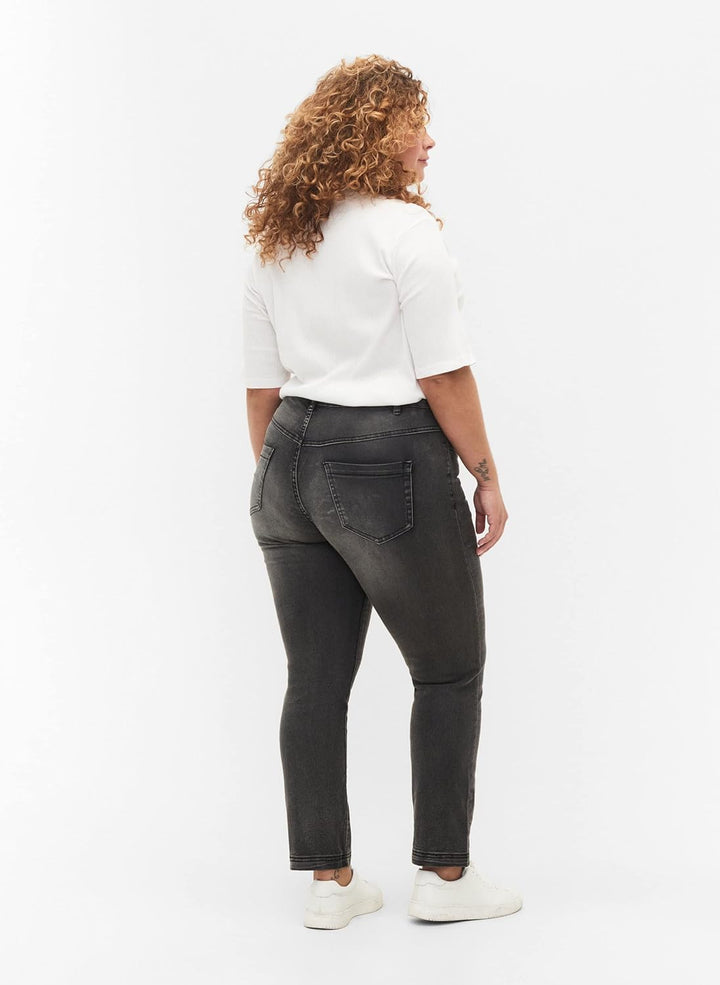 Zizzi Damen Grosse Grössen Emily Jeans Slim Fit Normale Taillenhöhe Gr 46W / 30L Dark Grey Denim, 46