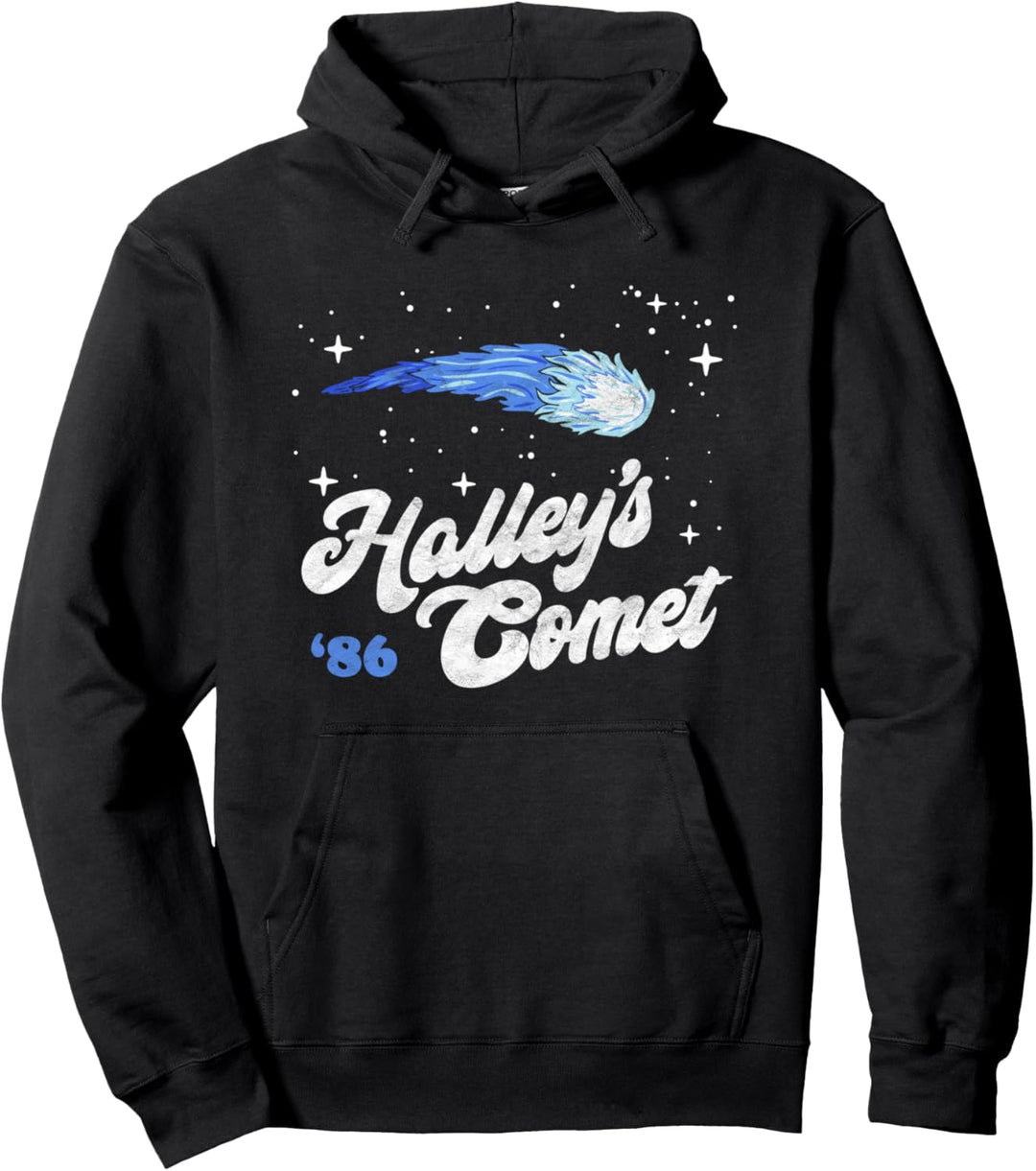 Vintage 80's Halley's Comet Retro Space Lover Distressed Pullover Hoodie