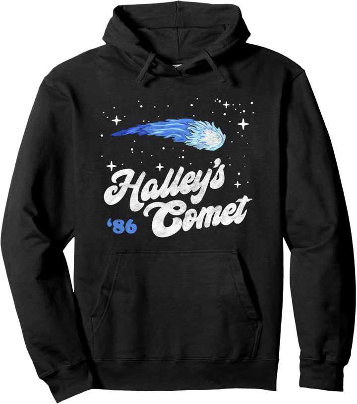Vintage 80's Halley's Comet Retro Space Lover Distressed Pullover Hoodie