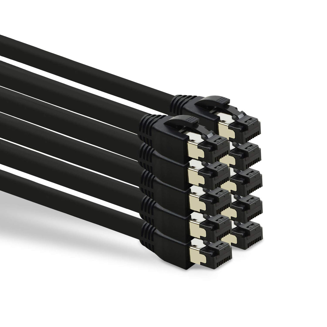 TPFNet 10er Pack CAT.8 hochwertiges Premium Netzwerkkabel flach mit RJ45 Anschluss | LAN Kabel | 3m