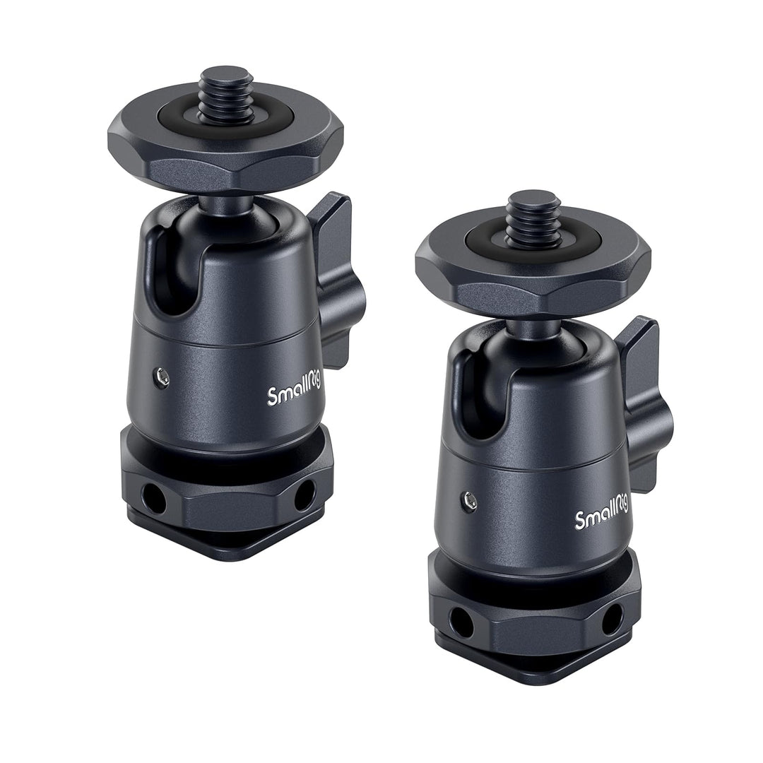 SMALLRIG Mini Ball Head (2er-Pack) mit 1/4"-Schraube und Abnehmbarer Schuhhalterung, 360 Grad drehba