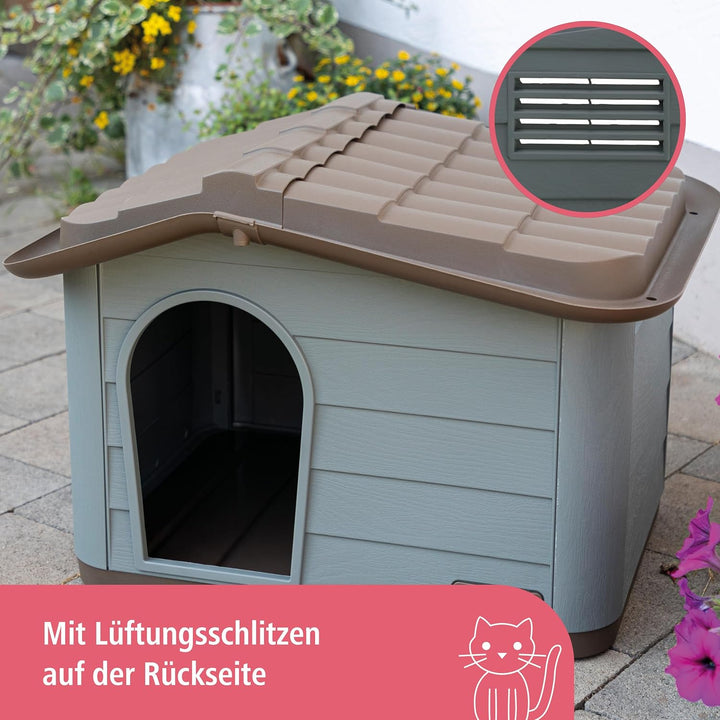 Kerbl Katzenhaus Paola Eco (Katzenhütte UV- und wetterbeständig, Katzenhöhle Indoor und Outdoor, Hau