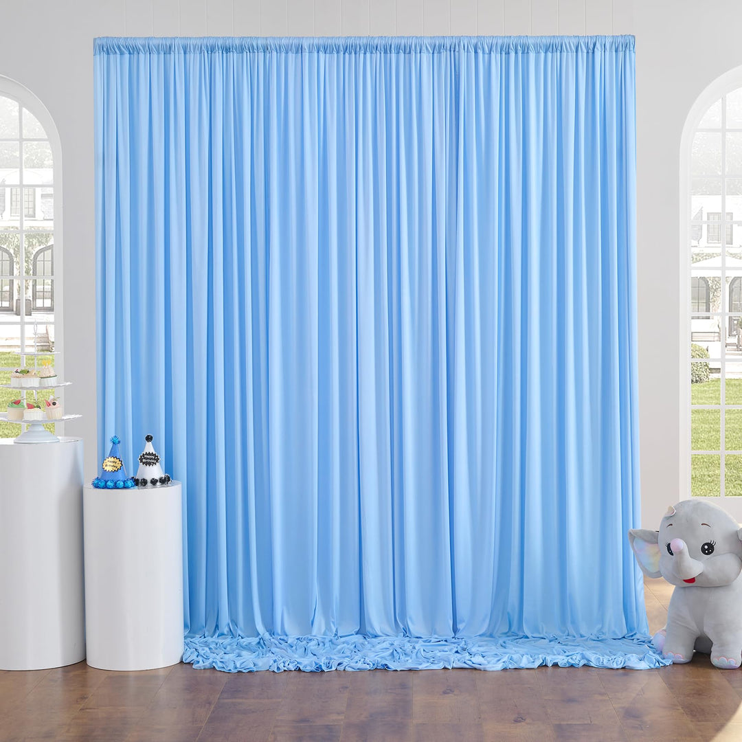 3×3 m Baby Blau Hintergrund Vorhang, Deko Hochzeit Party Junge's Geburtstag Geschlecht Aufdecken Fot