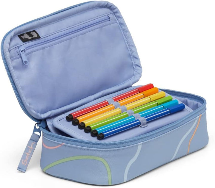 Satch Schlamperbox extra gross inkl. Trennfach Reissverschlussfach Stiftehalter Geodreieck Sichtfens