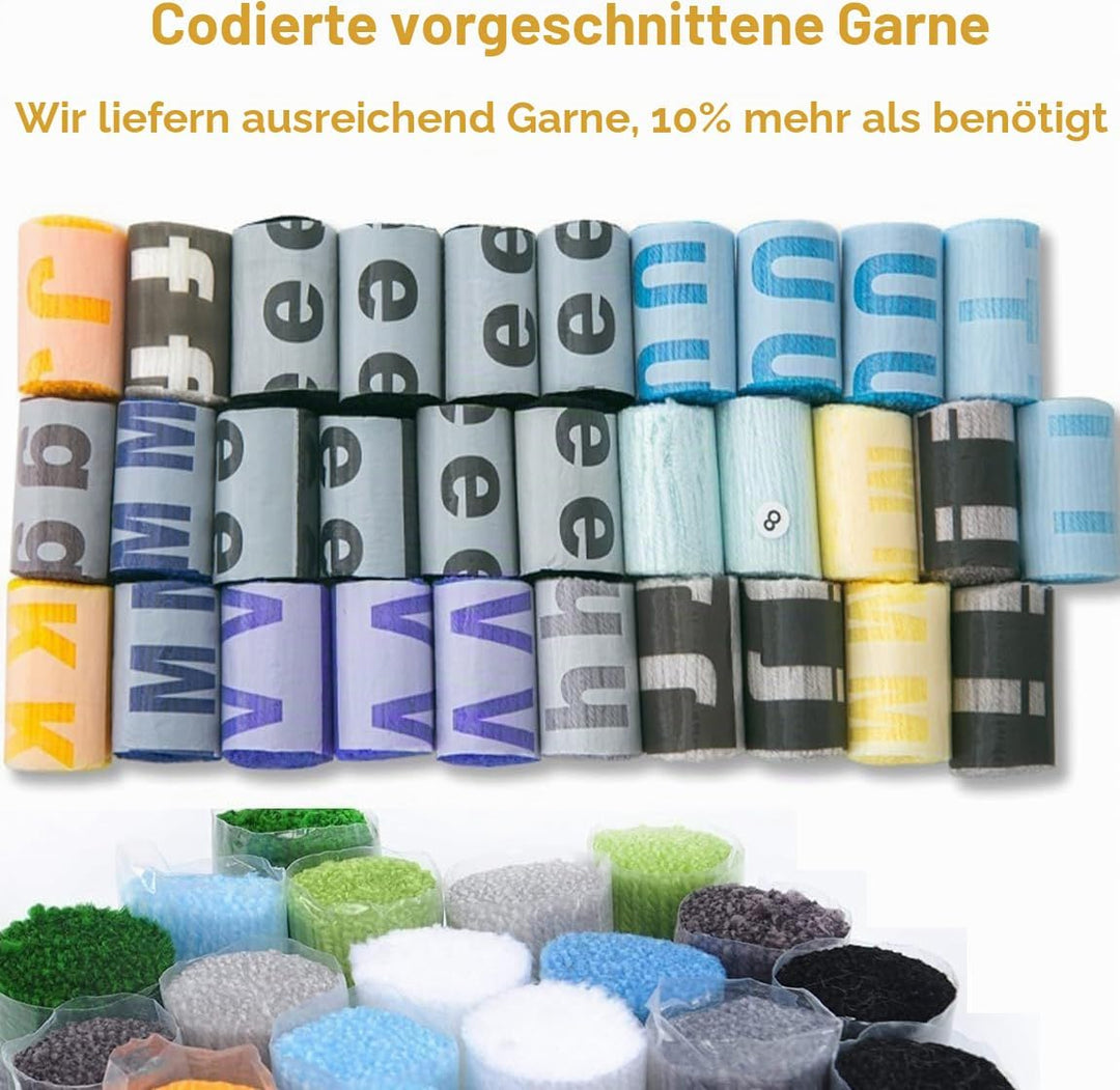 YOOTOM Knüpfteppich Zum Selber knüpfen, Knüpfsets Latch Hook Kit Selbst Knüpfen Set für Kinder und E