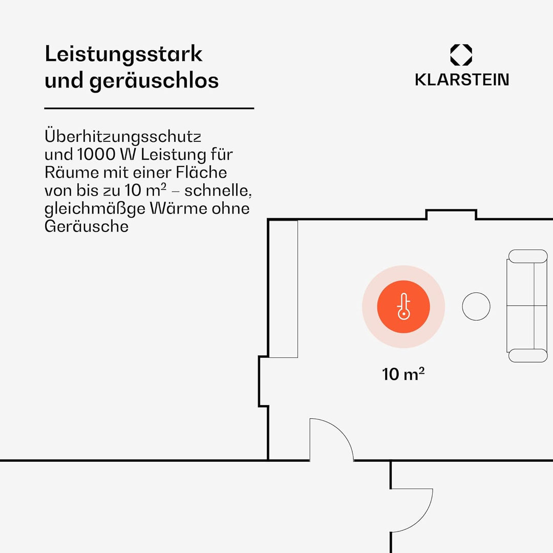 Klarstein Elektroheizung, Konvektor-Heizung, Mobile Elektroheizung Energiesparend, Schlanke, Leise H