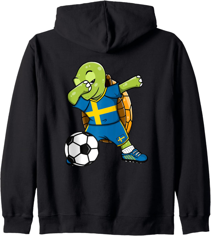 Dabbing Schildkröte Schweden Fussball Schwedische Flagge Kapuzenjacke