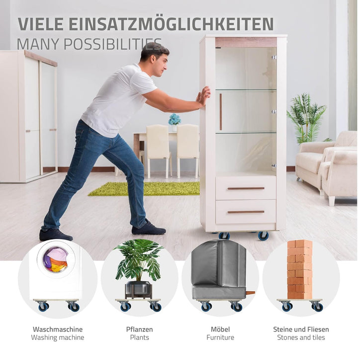 ECD Germany 2er Set Transportroller 35x50 cm bis 800 kg Siebdruckplatte, PP-Räder, Transporthilfe fü