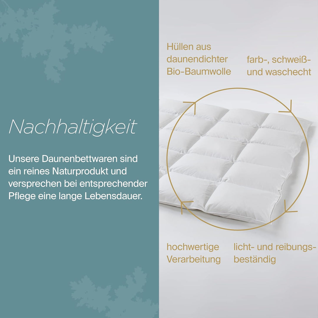 Daunenfee – Winter Cassettendecke 240x220cm, Daunen & Federn – 5x4 Karos, 2cm Stege – Handarbeit Mad