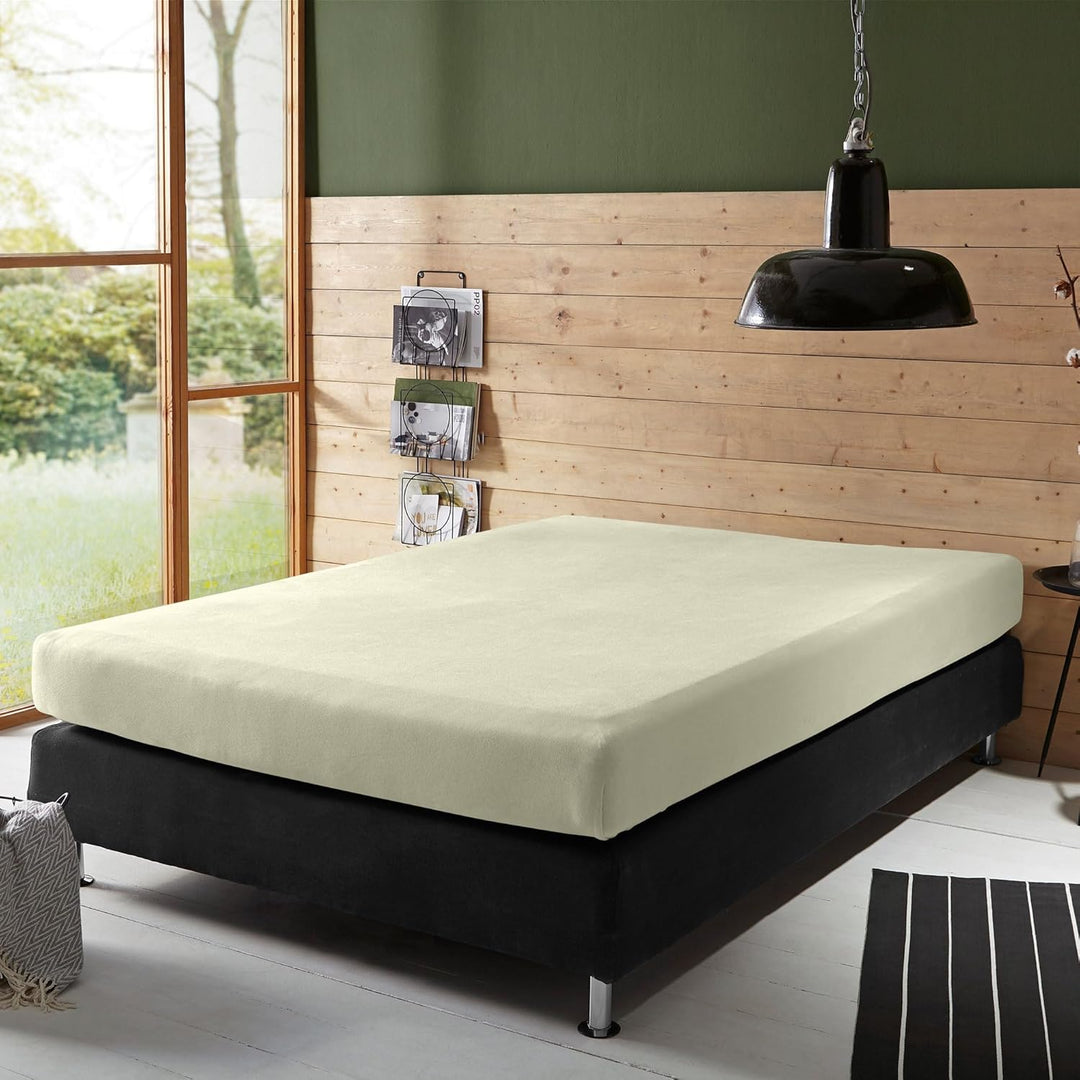 Erwin Müller Boxspringbett-Spannbettlaken Freising Elasthan-Jersey-Stretch Natur Grösse 140x200-160x