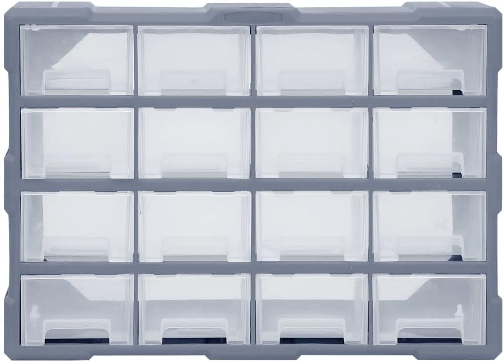 Myheimly Multi-Schubladen-Organizer 16 Schubladen 52x16x37 cm Grau 16 Schubladen, Grau 16 Schubladen